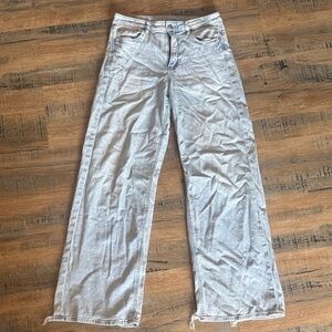 American Eagle Outfitters Light Gray Wide-Leg Jeans
